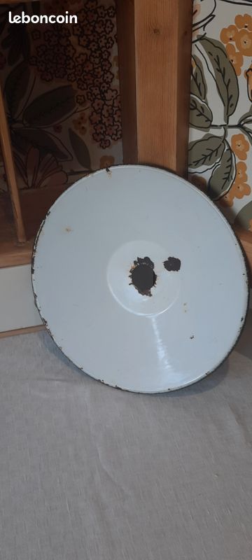 Abat-jour ancien en tôle émaillée Kaki (image 5)