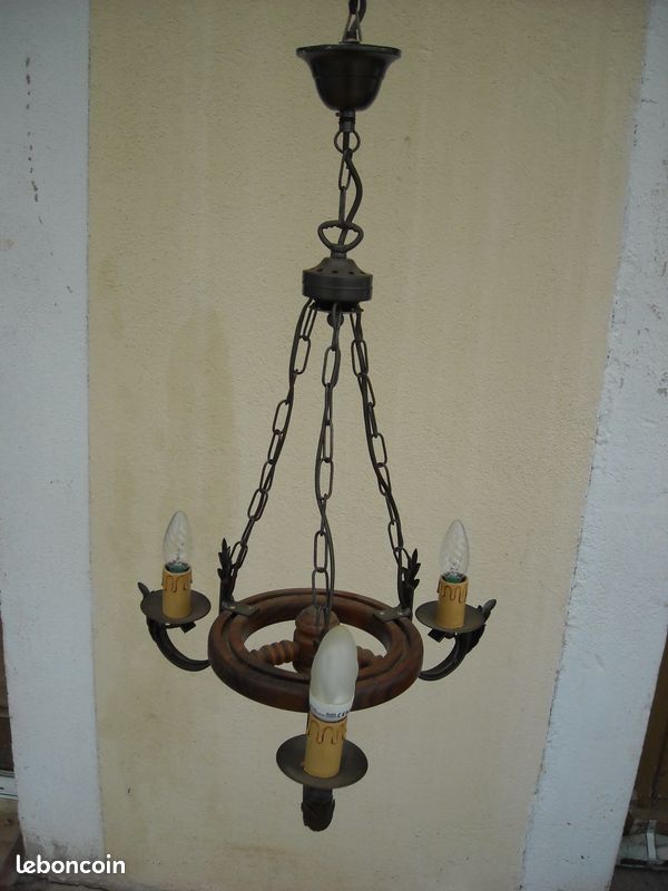 Luminaire bois et fer, (L 310) (image 1)