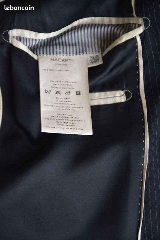 Costume bleu nuit rayure « banquier » Hackett – Taille 46R (regular) 100% Laine (image 2)