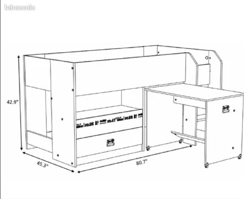 Lit combiné bureau Laureole Loft Bed by Harriet Bee (image 3)