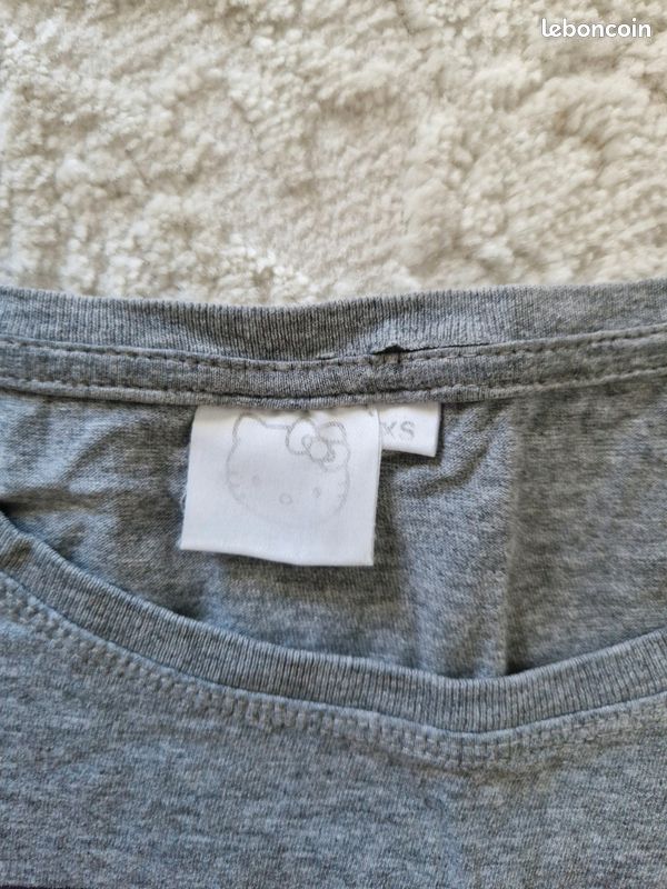 T-shirt gris Hello-Kitty taille 34 XS (image 3)