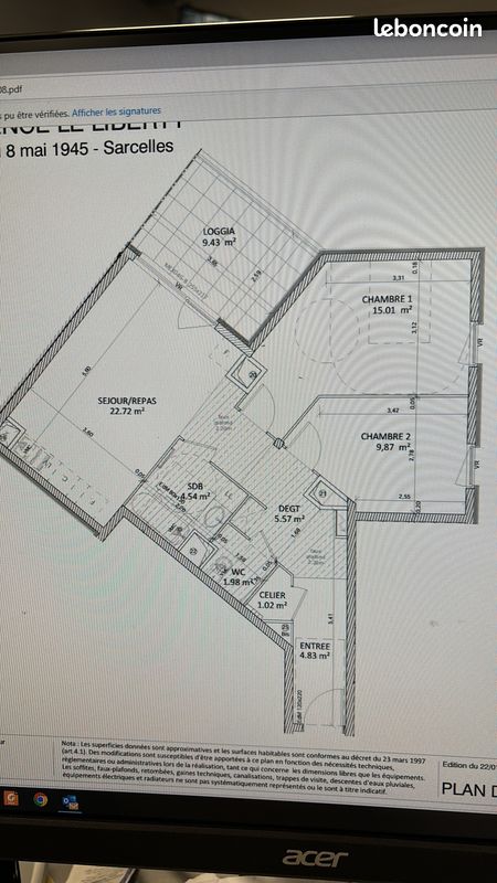 Appartement a louer sarcelles - 3 pièce(s) - 66 m2 - Surfyn