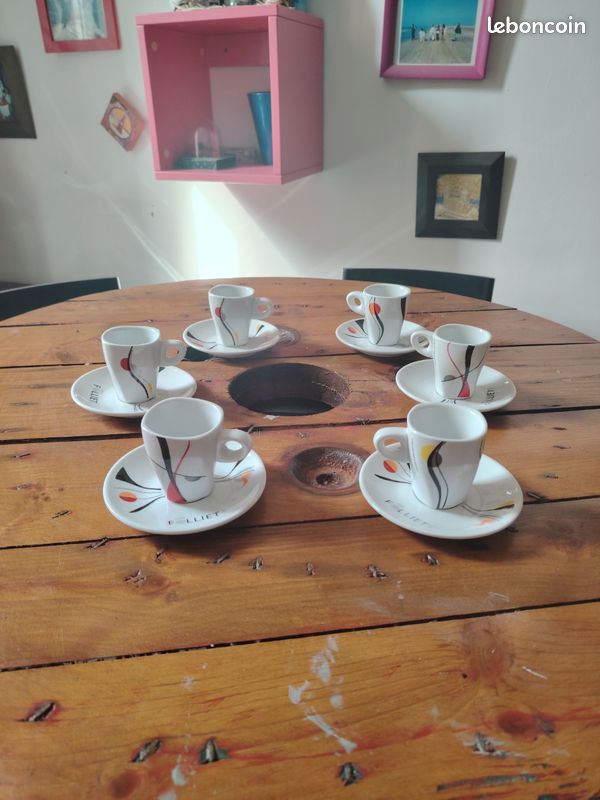Lot De 6 Grandes Tasses Folliet + 6 Sous-tasses – Porcelaine – Neuf En Carton