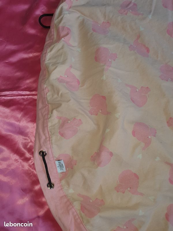 Sac à jouets tissu rose avec éléphants (image 8)