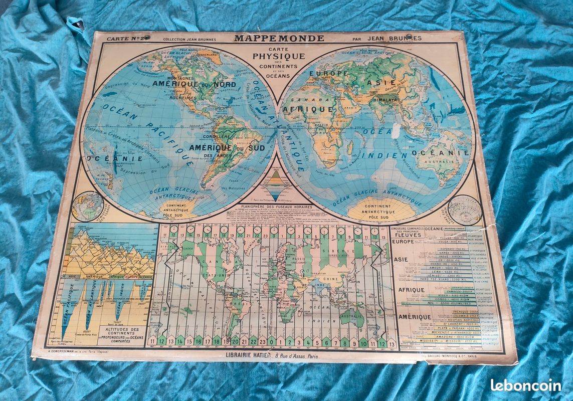 Lot de 17 anciennes cartes scolaires de géographie (image 3)
