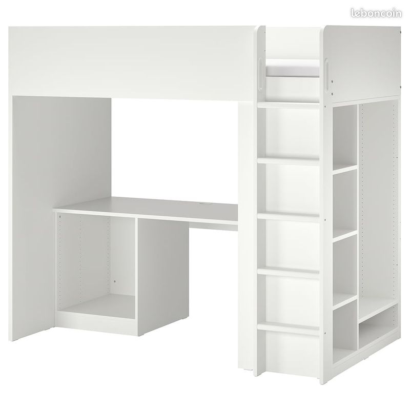 Lit mezzanine 1 place avec bureau et rangements (image 6)