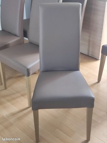 Lot de 2 chaises Emil simili cuir taupe | Leroy Merlin