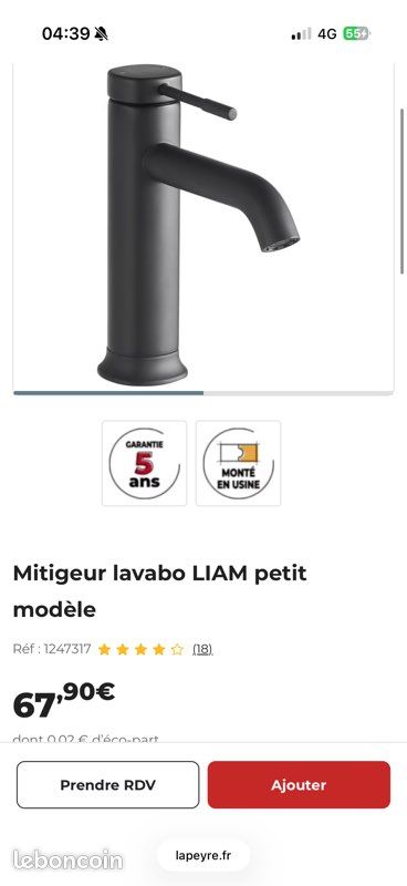 Mitigeur lavabo neuf jamais utilisé (image 1)