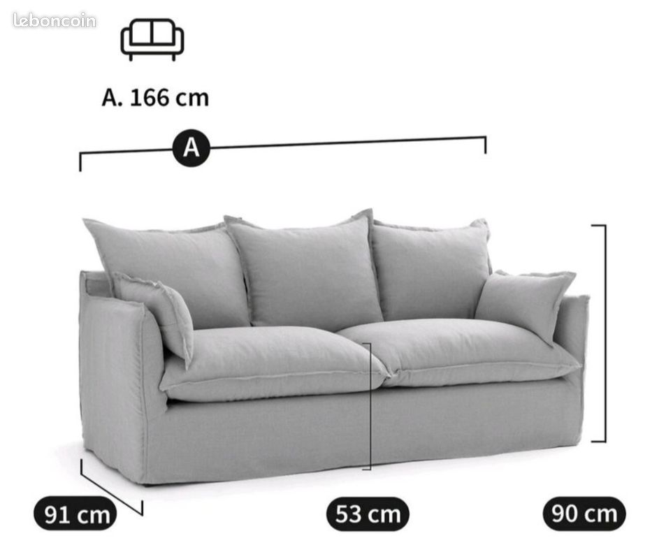 Très beau lot de 2 canapés + 1 pouf - Couleur Écru - État NEUF (image 8)