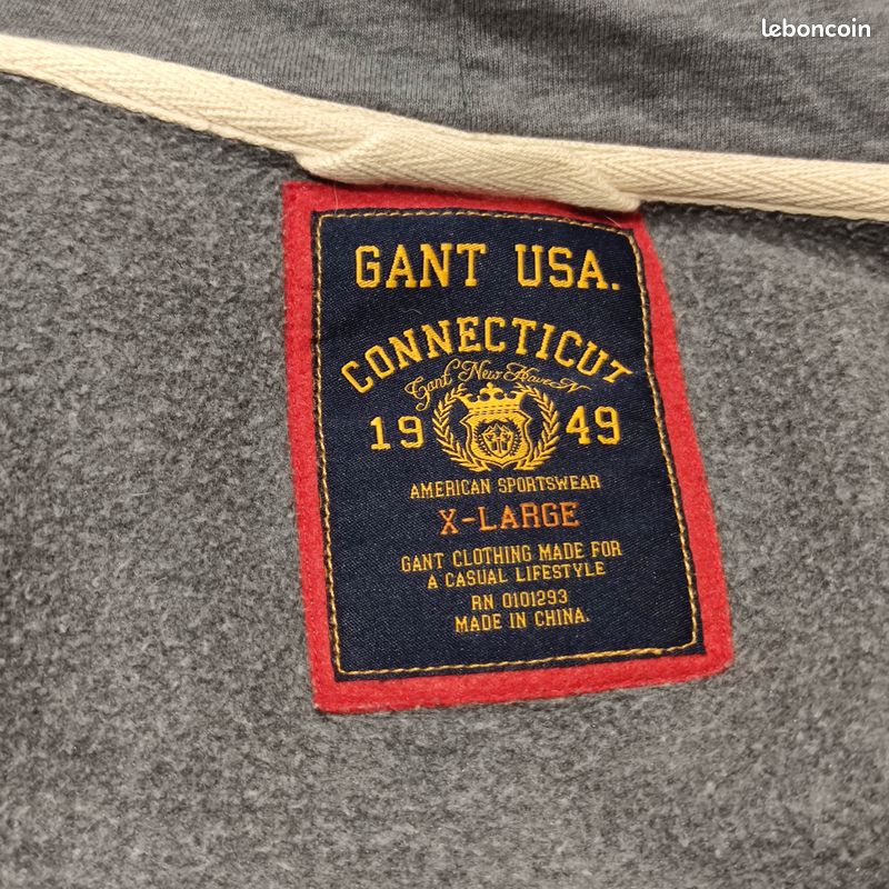 Pull coton GANT bleu ciel col V homme taille M - Vêtements