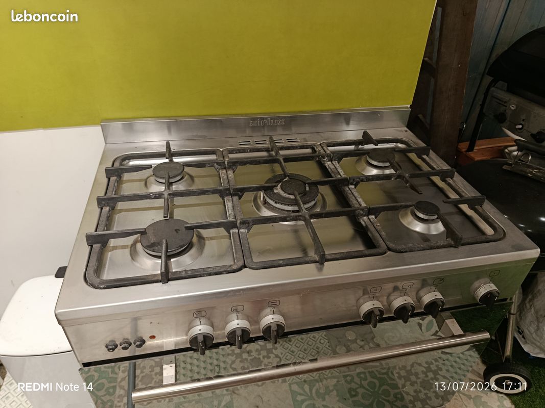 Piano de cuisson Airlux - 5 feux gaz / Four électrique - Inox (image 3)