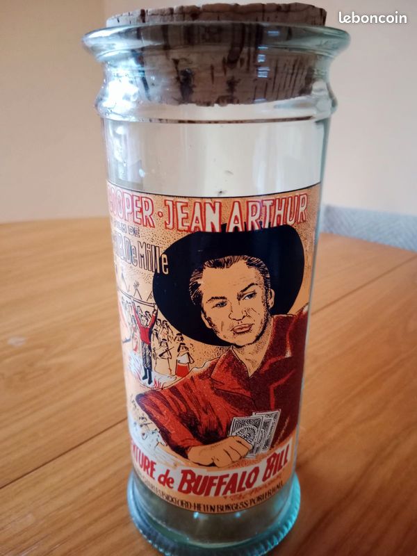 Pot en verre pour riz - pâtes - Une aventure de Bufallo Bill avec Gary COOPER - hauteur 23 cm (image 1)