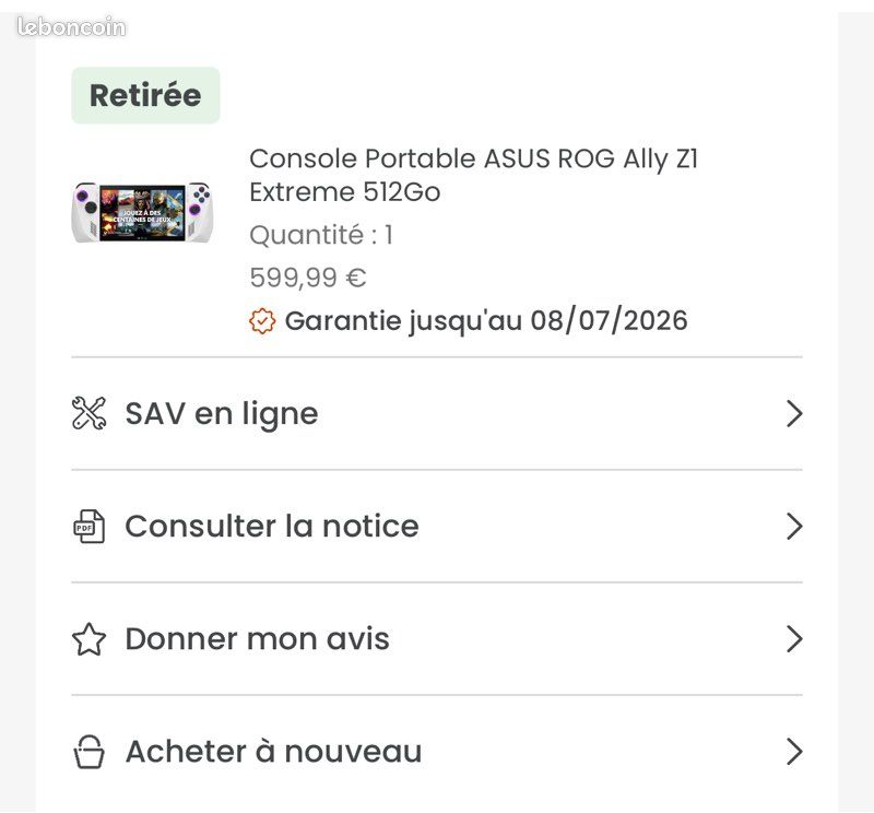 Console portable ASUS ROG Ally Z1 Extreme 512Go (image 4)
