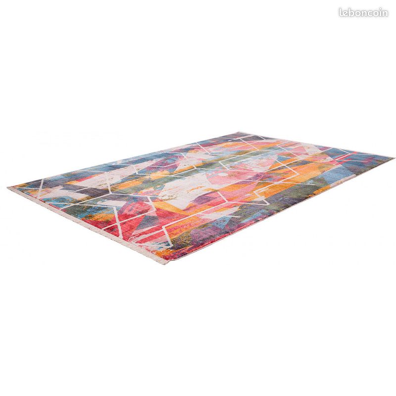 Tapis géométrique en polyester Game Multicolore 200x285 (image 1)