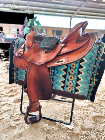 SELLE CHEVAL EN CUIR WESTERN BACK CINCH AVEC BILLETS ÉTEINTS