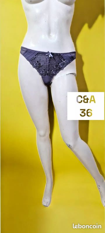 👕 C&A Taille 36 NEUF 👕 Superbe culotte string gris femme panty
