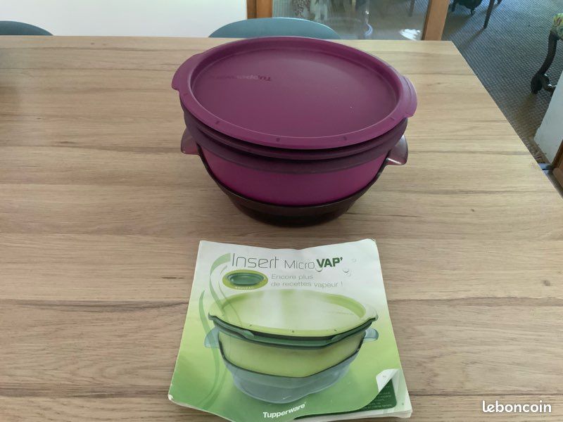 Tupperware Micro'Vap : Cuiseur Micro-ondes Violet Avec Insert, 6 Pièces, Excellent état