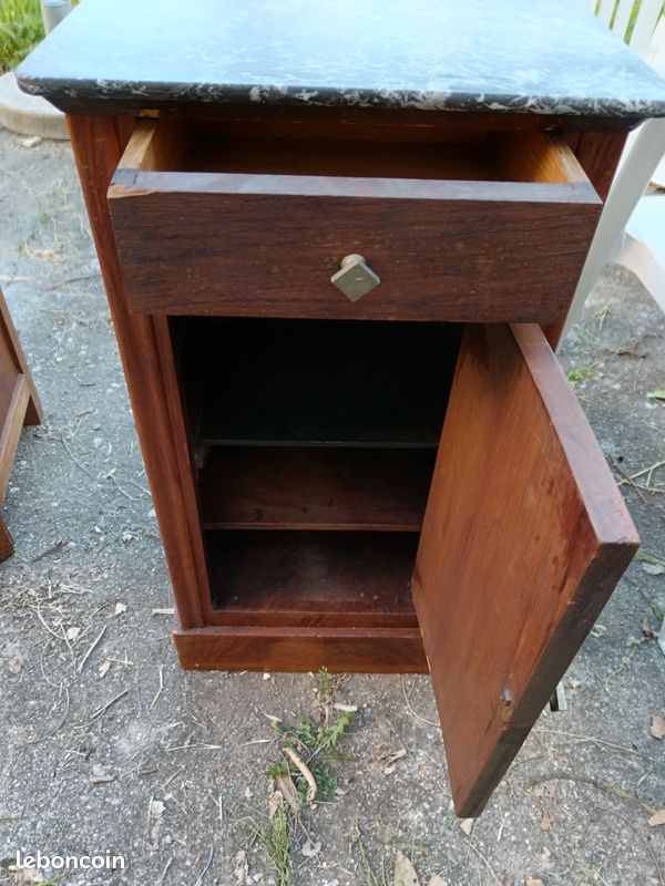 Chevet vintage bois/marbre (image 3)
