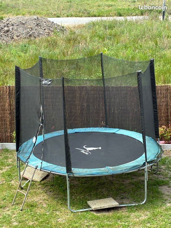 Échelle Trampoline Enfants 2 Marches Larges - Échelle D'Accès Robuste Acier Inoxydable Antidérapante Noire