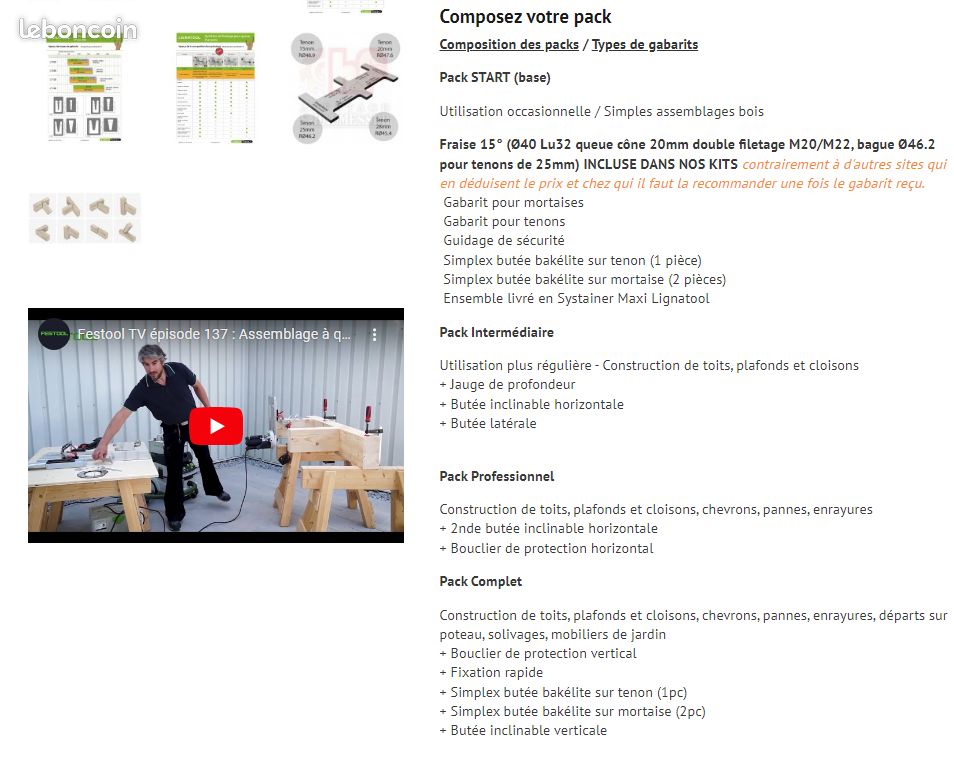 Plans de gabarit de tenon en vrac - Canada