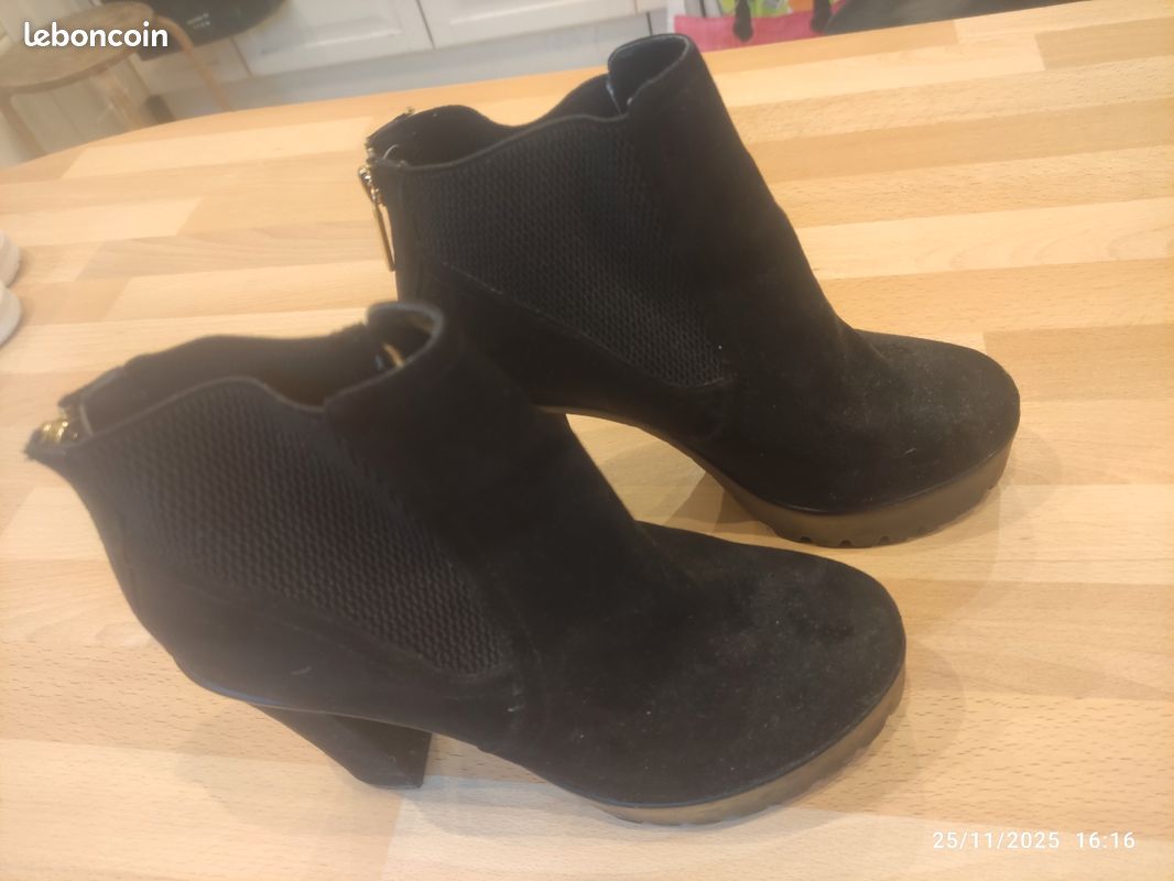 Bottes à Talons River Island - Suède Gris, Talon Moyen (5-7,5 Cm) - Occasion, Pour Femme - Style élégant Et Confortable