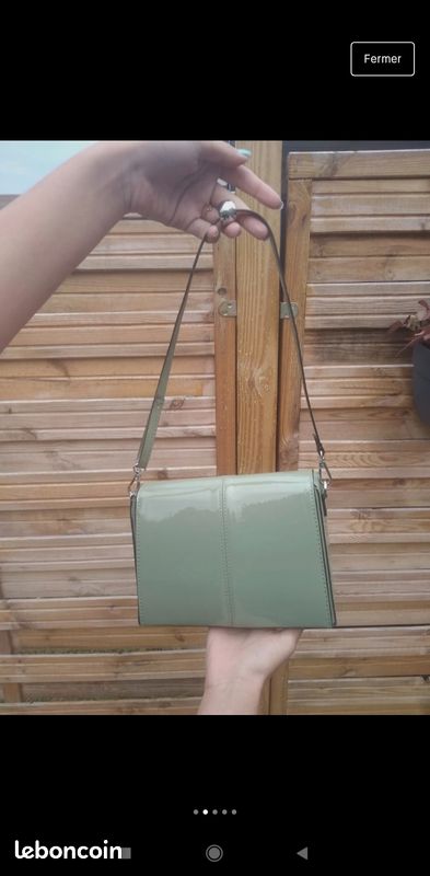 Sac vernis kaki vintage Zara (image 2)