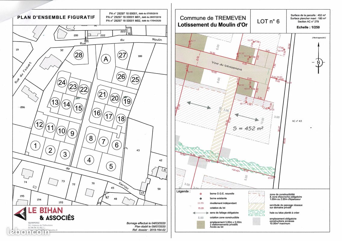 Terrain 452 m² · à Tréméven · 65 000 €