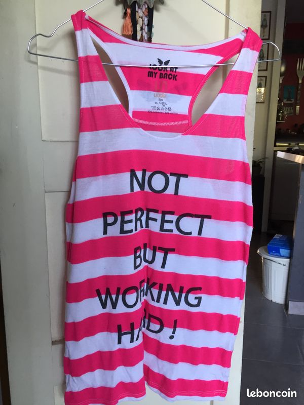 Débardeur rayé blanc et rose taille M marque Undiz (image 1)