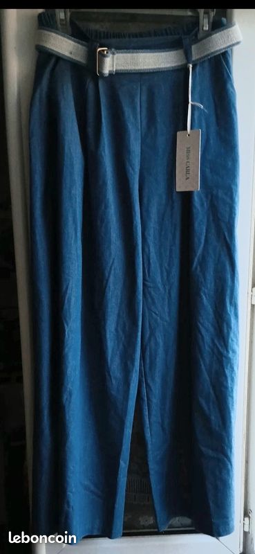 Pantalon avec ceinture Taille 38-44/Miss Carla Neuf Vêtements