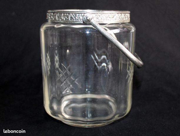 ANCIEN SEAU POT à Glace Glaçons Verre Cristal Vintage Made in Danemark Art Déco EUR 49,90 - FR