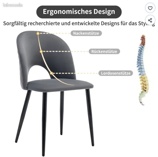 4 chaises velours gris neuves (image 1)