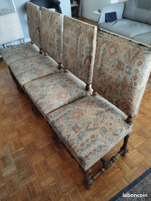 4 chaises Louis XIII, chêne massif (image 1)