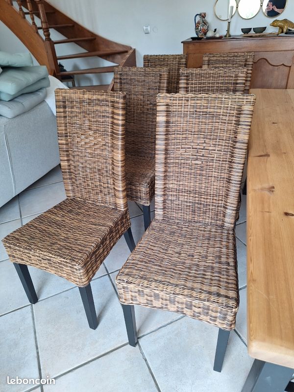 Lot de 6 chaises en rotin (image 2)