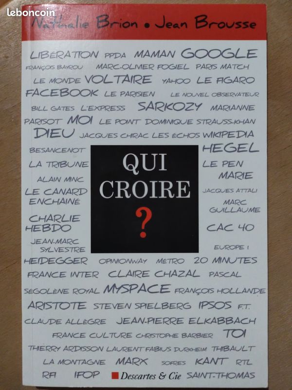 Qui croire de Nathalie Brion et Jean Brousse dédicacé par Nathalie éditions Descartes & Cie (image 2)