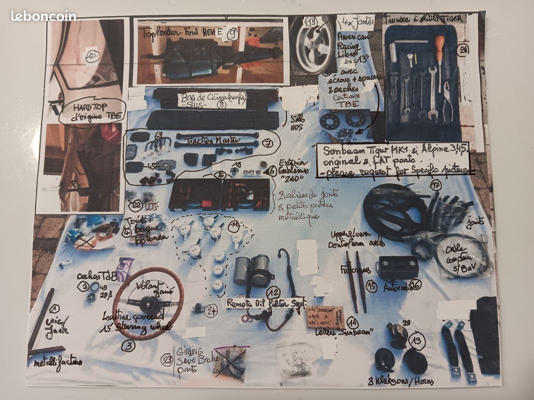 SUNBEAM TIGER & ALPINE original parts & LAT Options (image 1)