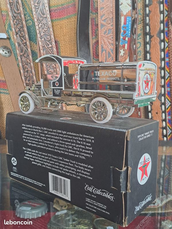 Miniature Texaco tirelire GMC Tanker Truck 1919 édition chrome avec sa boîte d'origine vintage us rétro décoration loft studio garage (image 5)