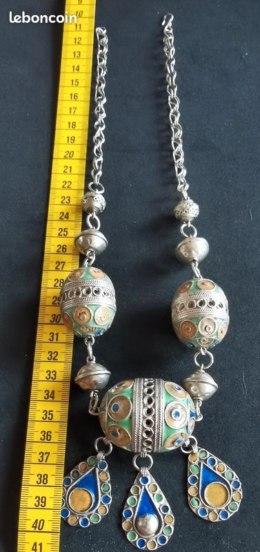 Ancien collier Berbère Tiznit Maroc Maghreb Email (image 6)