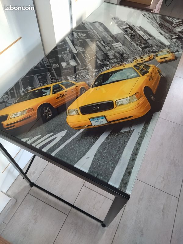 ✅ Bureau verre trempé Taxi jaune new-yorkais nickel 👌 (image 3)