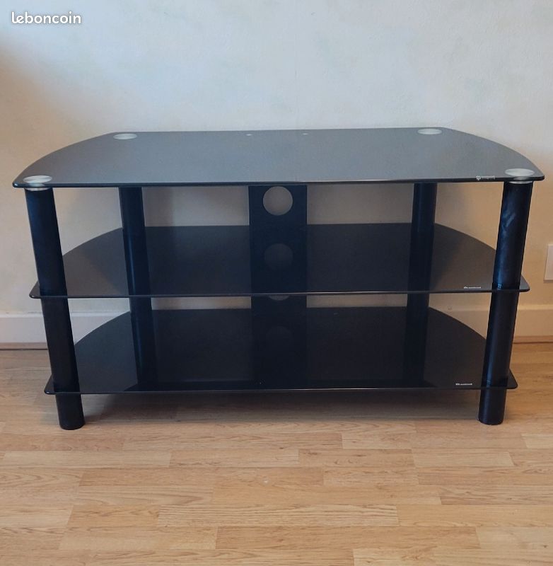 Meuble TV de verre noir (image 1)