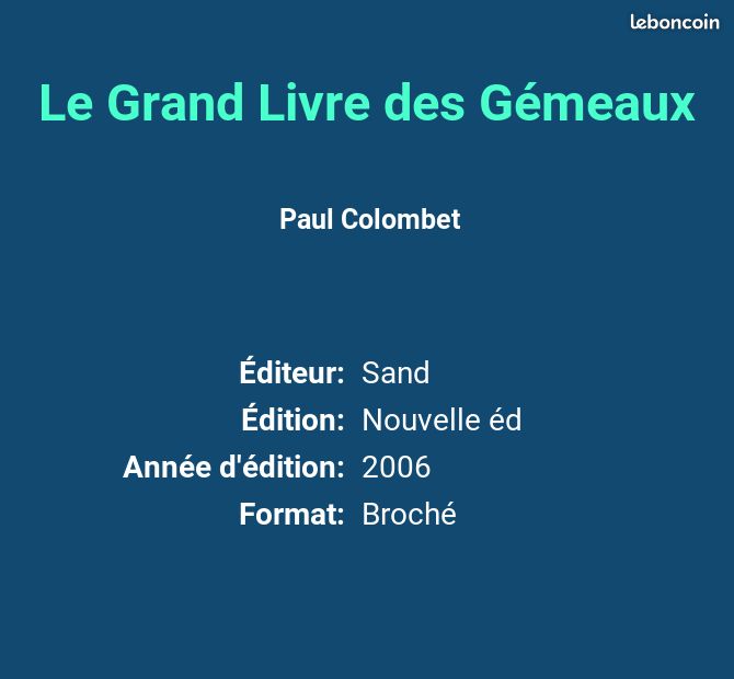 Le Grand Livre des Gémeaux - Paul Colombet et Robert Malzac (image 2)