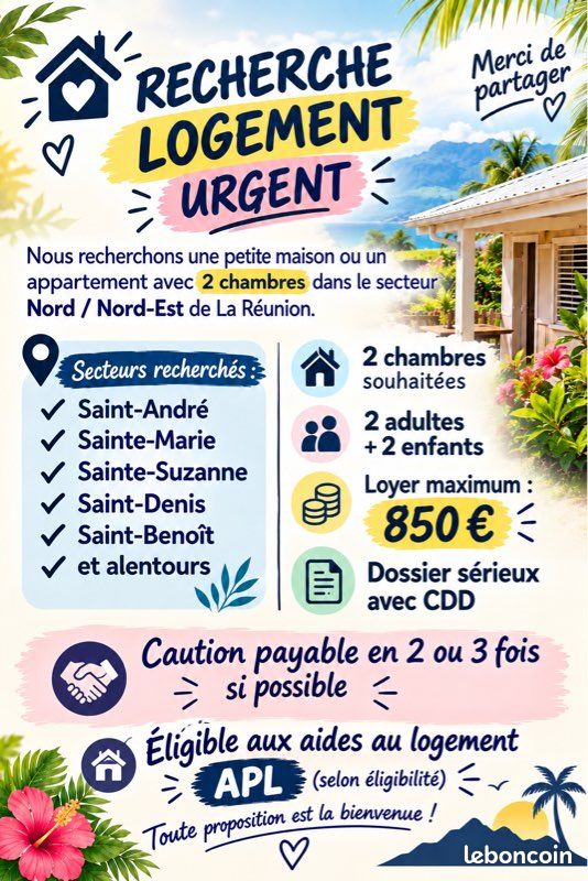 Appartement 3 pièces 90 m² · à Sainte-Marie · 90 m² · 850 €/mois