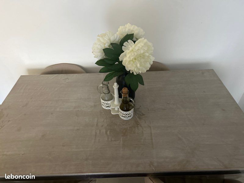 Table rectangulaire bois armature noire 150x80 (image 3)