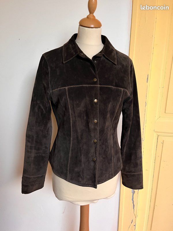 Veste En Cuir Noir Vintage Style Y2K Bomber - Taille L Homme, Occasion Très Bon État