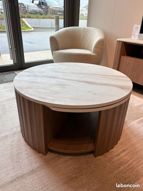 Table Basse WEWOOD Memoria – Plateau Noyer Laqué – Salon – Design Bois – État Neuf