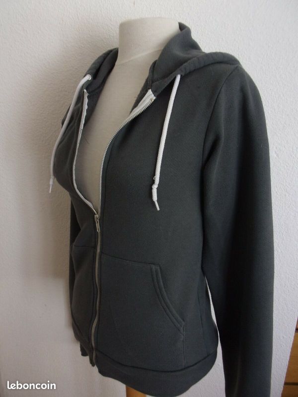 Gilet Femme American Apparel - à Capuche, Gris, Taille S, Très Bon état