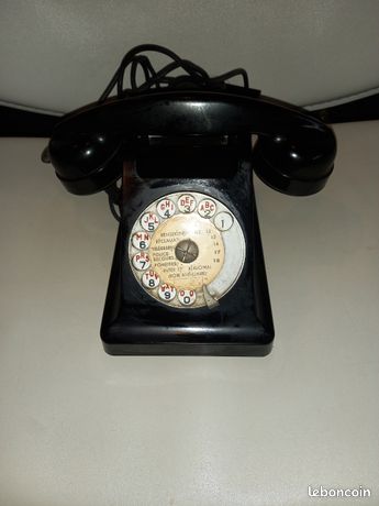 TÉLÉPHONE ANCIEN A Colonne Noir Bakelite Base metal L Industrielle Du