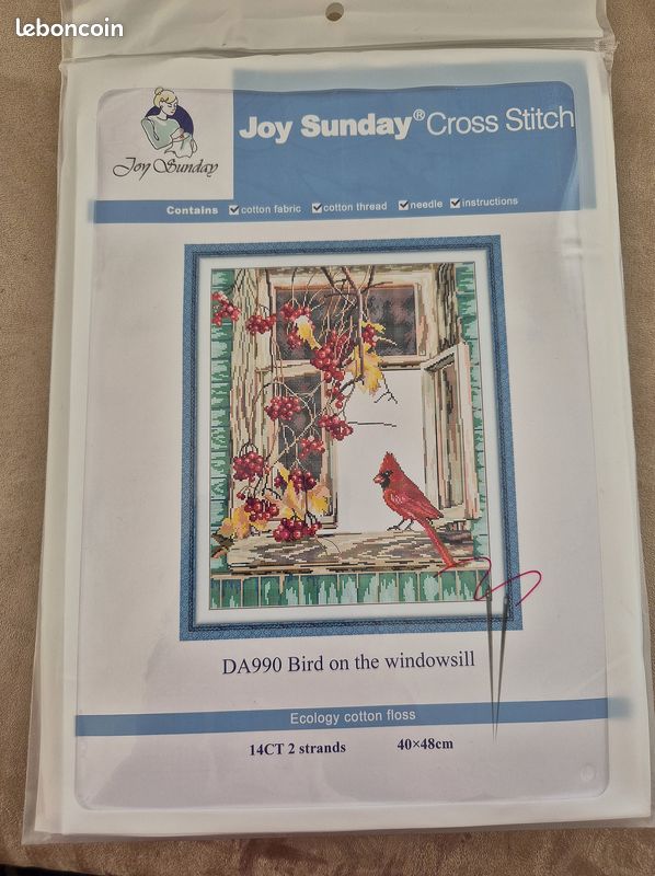 Kit Point De Croix Compté 'Birdhouse' (Maison D'oiseaux) - Modèle, Toile Aida Et Fils Inclus