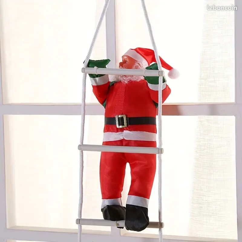Décoration Père Noël Escaladeur - 50 Cm, Tissu Oxford, Pour Intérieur/Extérieur (Fenêtre, Mur)