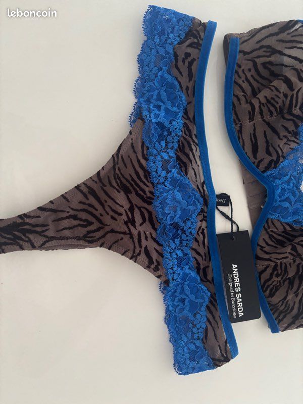 Ensemble Lingerie Andres Sarda - Bralette Et String Taille S/38 FR, Vert, Neuf Avec étiquettes