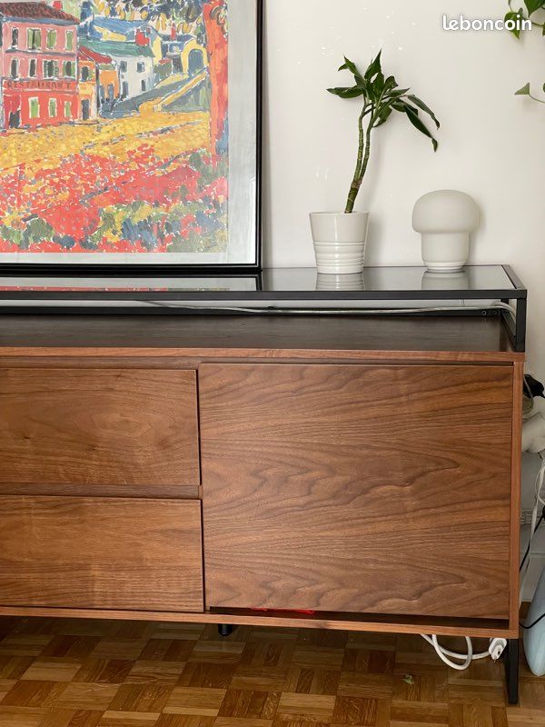 Buffet enfilade en bois avec tablette verre (image 2)
